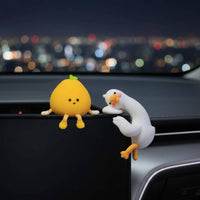 2 Pieces Duck Character Figurine Desktop Citrus Character Figurine
