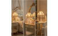 Fringe Table Lamp Decorative Table Lamp with Textile Shade Vintage-Inspired Princess-Style for Girls, Bedroom, Reading Corner