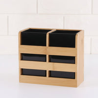 Bamboo Utensil Organizer Multi-Compartment Countertop Cutlery Holder Wooden Chopstick Holder with Compartments for Kitchen Counter, Dining Table