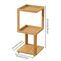 Wooden Side Table with Wheels Mobile Three-Tier Side Table Long-Lasting