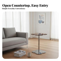 Round Glass Top Table Space-Saving Tripod Glass End Table for Entryway, Renters