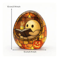 Specters Reading Book Lamp Resin Specters Reading Night Light Decorative Stained Glass Lamp for Halloween