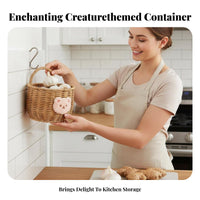 hareShaped Woven Basket Cute creature Design Hanging Organizer Space-Saving