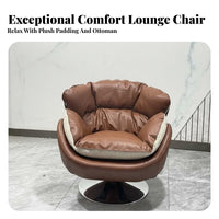 Upholstered Rotating Armchair Italian Design Round Rotating Armchair Winter & Summer Use Plush Feel Fabric for Readers