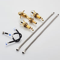 American-Style Three-Hole Basin Faucet, Brass, Gold Finish, Dolphin Design