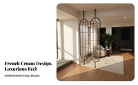 French Design Rotate Ing Glass Panel Rotatable Partition Screen Light Luxury Design Room Divider Arched Frame for Homeowners, Office Workers, Students, Entryway, Bedroom, Studio Apartment, Restaurant