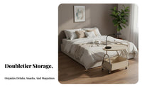 C-Shaped Rolling Table with casters Mobile C-Table 2-Tier Storage for Living Room