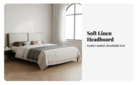 Modern Chinese Design Upholstered foundation Frame Song era artistic design design Upholstered Wood Frame Rounded Corners Bedroom Furnishing Minimalist for two people, Adults, residents, Apartment, Home, Guest Room