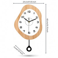 Pendulum Wall Clock Irregular Wall Clock with Pendulum Minimalist for Hallway, Bedroom, Office