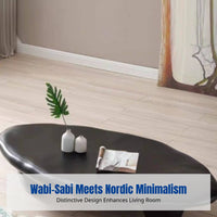 Nordic Cream Oval Pebble Coffee Table, Wabi-Sabi Style, Modern Minimalist, Living Room, Designer Fiberglass Table with Storage