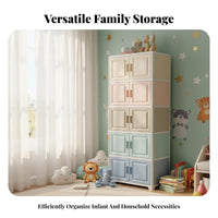 4-Tier Cabinet with Doors Space-Saving Household Storage Large Capacity