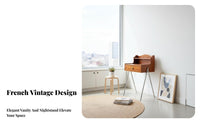 Vanity Table with Drawers Vintage Design Wooden Console with Hutch Central-Era Modern Space-Saving for Teen Girls