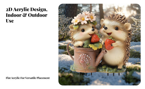 2D Acrylic Hedgehog Yard Art Hedgehog Garden Stake Weather-Resistant Animal Garden Insert for Gardeners, Patio, Flower Bed