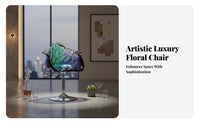 Transparent flowerrear High Stool Adjustable Height Transparent Pedestal Chair 360° rotating Modern Look for Adults, Restaurant