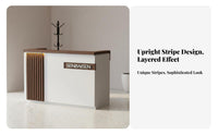 Receptionist Desk Modern Front Desk Reception Counter Sturdy Construction Varnished Finish with Ambient Lighting Suitable for Business Owners Office Salon Retail