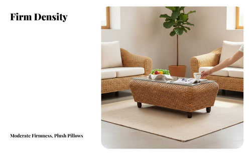 4 Pieces Pastoral aesthetic 4-Piece Rattan Seating Group Handmade 4-Piece Wicker Seating Set Comfortable paddings Indoor Furniture Glass Top Table for Restaurant Managers, Interior Designers, Living Room, Reception Area, Sunroom, Covered Patio