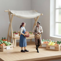 2 Pieces Farm Figurine Realistic Feature 1/64 Scale Miniature People