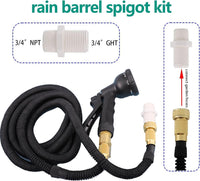 Garden Hose Connector Rain Barrel Faucet Kit 3/4 Inch PVC Bulkhead Fitting NPT to GHT