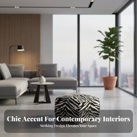 Light Luxury Design Cylindrical equine-stripePrint Stool Multi-Functional Padded Footrest goldenen finish Base Ottoman Sturdy Construction for residents, Interior Designers, onice Workers, Living Room, Entryway, Bedroom, Under Desk