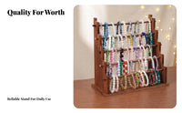 Wooden Bracelet Rack Freestanding Countertop Display Rack Rectangular Base Accessory Storage