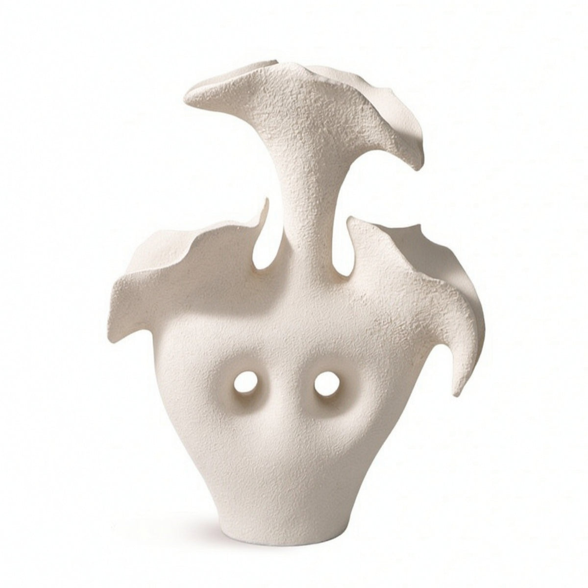 Flower Vessel with Cutouts Modern Sculptural Vase Elegant for Entryway, Office