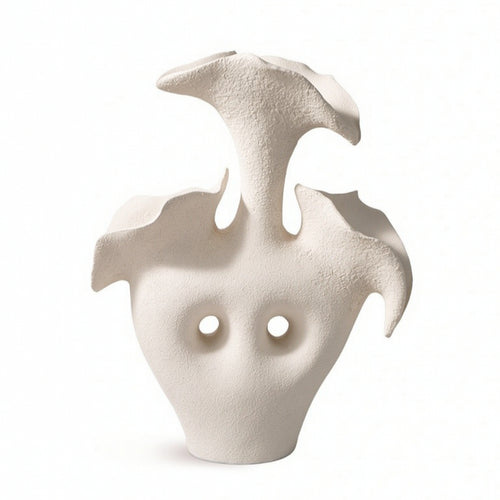 Flower Vessel with Cutouts Modern Sculptural Vase Elegant for Entryway, Office