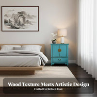 Painted Door Cabinet Vintage Look Bedside Table Oriental Design Sturdy Construction for Interior Decorators, Hallway