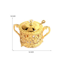 Filigree Condiment Jar Glossy Kitchen Storage Spoon Included