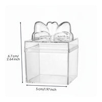 Clear Candy Box with Bow Compact Size Transparent Candy Box Food Grade Cube Container for Wedding