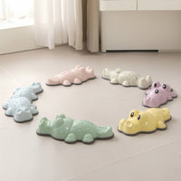 6 Pieces Crocodile Stepping Stone Molded Stepping Stone with Anti-Slip Strips Balance Block Plastic Toy Safe for Children