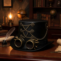 Steampunk Top Hat with Goggles Cosplay Steampunk Top Hat Gothic for Themed Parties