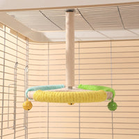 Steering Wheel Perch Toy with Rotating Elements, Multi-Level Bird Perch Stand for Beak Grinding and Engagement, Small Medium Bird