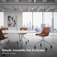 Minimalist aesthetic Armless Rolling Chair Modern Design Armless Shell Chair With Casters rotate Seat Ergonomic Backrest for Home Workers, Students, Adults, Study Room, Bedroom, Small Spaces