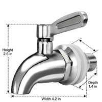 Beverage Dispenser Tap, 304 Stainless Steel Drink Dispenser Faucet with Juice Tap Lever Handle
