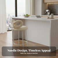 Nordic Design Upholstered Stool with supportrest Light Luxury design Spindle support Counter Stool Padded Seat High Chair Sturdy construction for Homeowners, Business Owners, Interior Designers, Cafe, Restaurant, Bistro, Kitchen