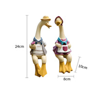 2 Pieces Duck Ornament Pair Dressed Ducks Seated Duck Couple Weather-Resistant