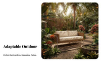 Weather-Resistant 4-Piece Sofa Seating Arrangement Woven Frame Patio Set Thick pads Outdoor Furnishing Removable pad slipcovers for Families, Homeowners, Adults, Garden, Sunroom, waterside, rearyard