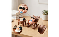 6 Pieces Whimsical Resin Pig Statue with Table Cute Pig Figurine with Rocking Chair Small Piggy Resin Art Ornament Decorative for Collectors