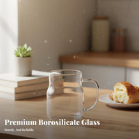 High Temperature Resistant Large Capacity Borosilicate Glass Cup Microwave Safe Large Handled Glass Cup Polished Rim for Daily Use, Home