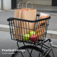 Large Capacity Cycle Rear Basket Long-Lasting Rear Bike Rack Basket Heavy Duty for Students, Grocery Shopping, Running Errands