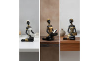 Figurine with Basket Sculptural Statue with Bowl Handmade Key Bowl for Vanity