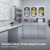 Stainless Steel Medical Cabinet Lockable Doors Steel Medicine Storage Cabinet Waterproof Large Capacity for Pharmacists, Laboratory Technicians, Adults, Hospital, Doctor's Office, Pharmacies