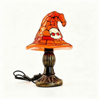 Stained Glass Witch Hat Lamp Halloween Witch Hat Night Light Sculpted for Party