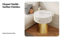Round Drawer End Table Minimalist Design Nightstand Space-Saving for Home Office