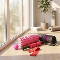 Fascia Roller Set Violet 33cm Hollow, EVA Foam, Fascia Ball 6.3cm, Massage Ball & Massage Stick 38cm, for Muscle Relaxation & Fitness