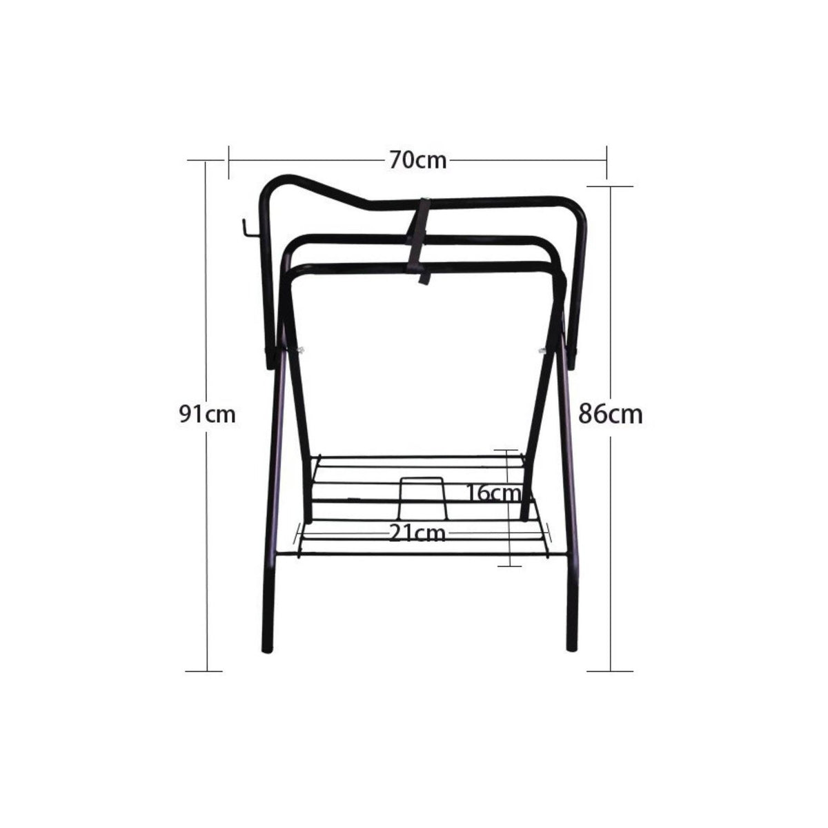 Horse Saddle Storage Rack with Bottom Storage Foldable Freestanding Saddle Stand Space-Saving for Equestrians, Stable