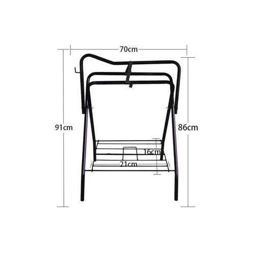 Horse Saddle Storage Rack with Bottom Storage Foldable Freestanding Saddle Stand Space-Saving for Equestrians, Stable