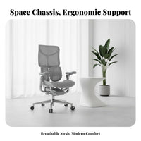 Lumbar Support Ergonomic Mesh Chair Breathable Backrest Ergonomic Mesh-Back Roller Chair Adjustable Height Office Furniture Smooth-Rolling Wheels for Students, Gamers, Study Room, Commercial Use, Gaming Setup
