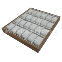 Black Walnut Wood 24-Slot Eyeglass Display Stand for Sunglasses, Retail Display
