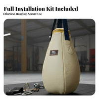 Wear-Resistant Pear Shaped Striking Bag Heavy Duty Hanging Leather Boxing Bag 360° Rotation Pear-Shaped Speed Bag Easy to Install for Adults, Children, Professionals, Gym, Combat Arts School